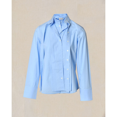 Chemise bleue à cols superposés Balossa