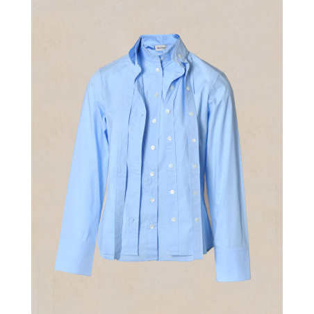 Chemise bleue à cols superposés Balossa
