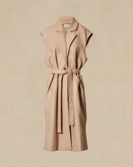 Manteau en laine sans manches beige Bella Jones