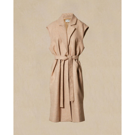 Manteau en laine sans manches beige Bella Jones