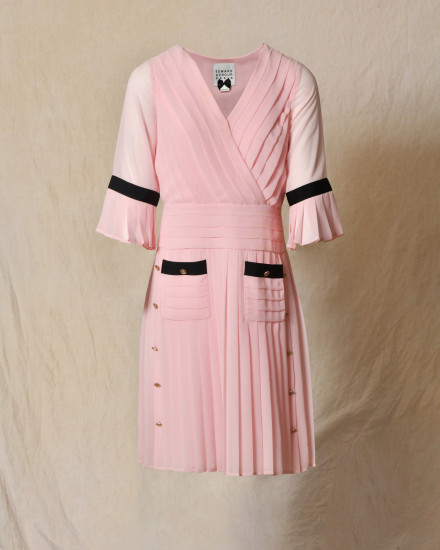 Robe plissée rose Edward Achour