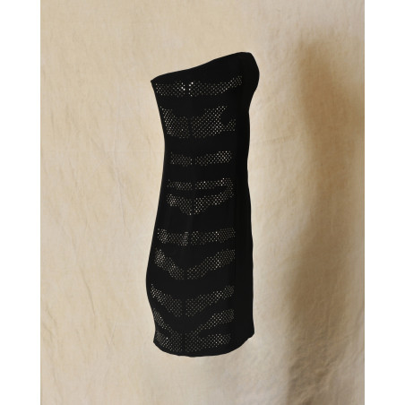 Robe bustier noire ajustée à détails cloutés Balmain