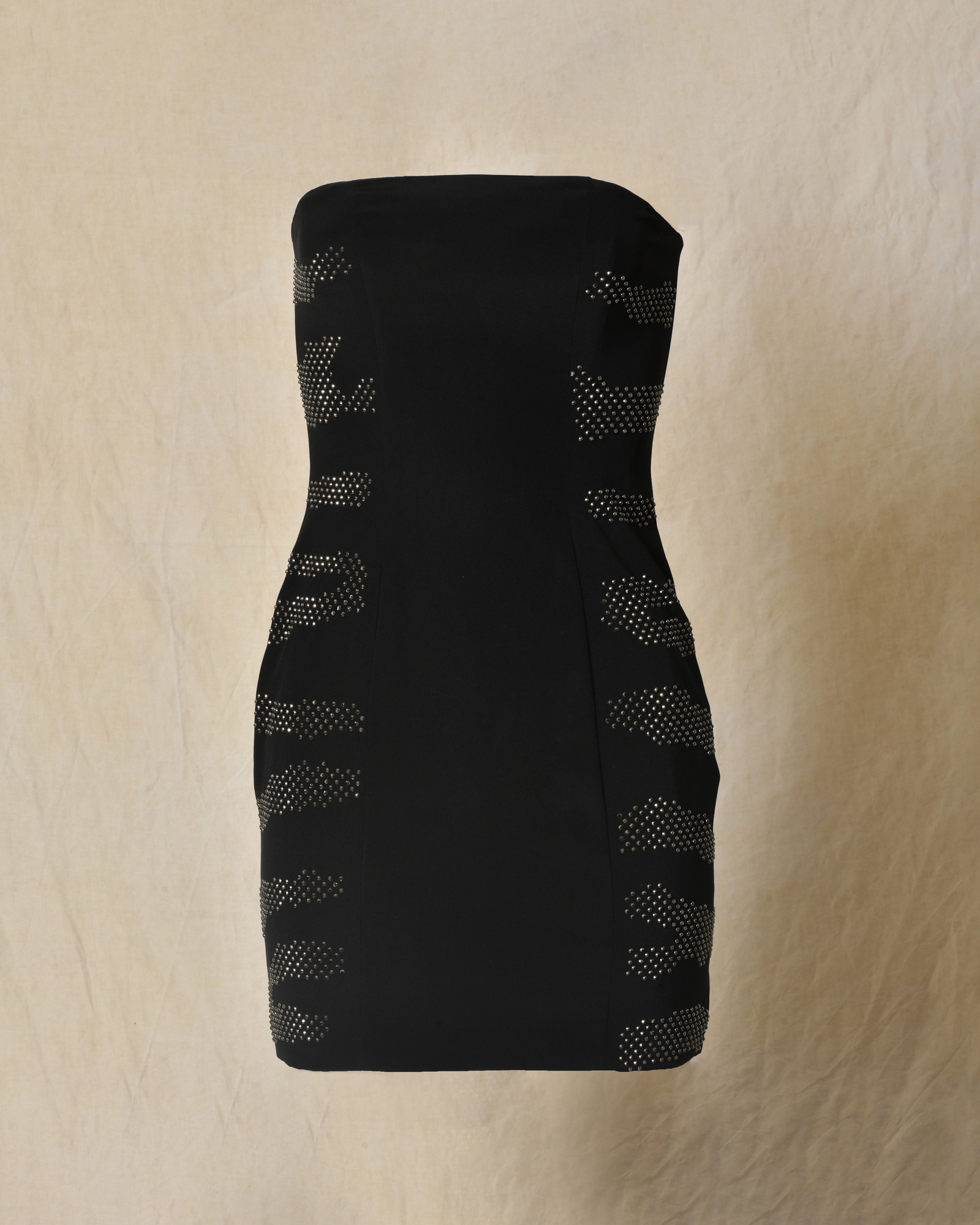 Robe bustier noire ajustée à détails cloutés Balmain