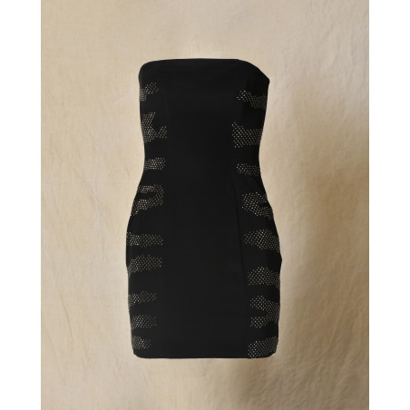 Robe bustier noire ajustée à détails cloutés Balmain