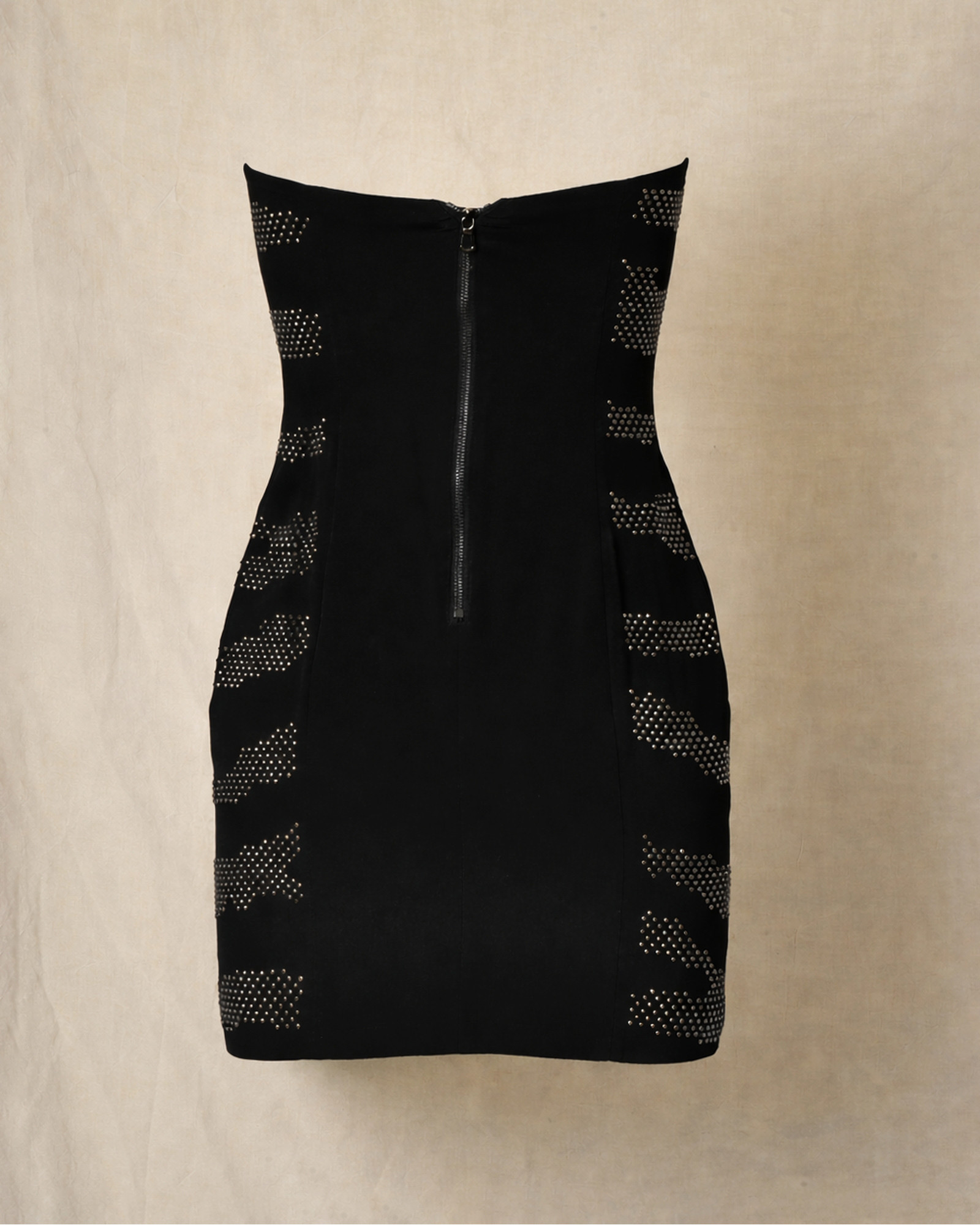 Robe bustier noire ajustée à détails cloutés Balmain
