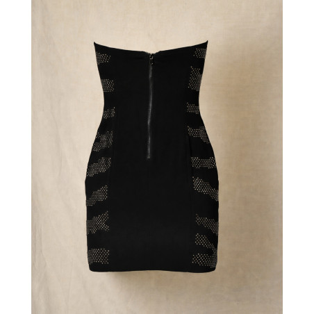 Robe bustier noire ajustée à détails cloutés Balmain