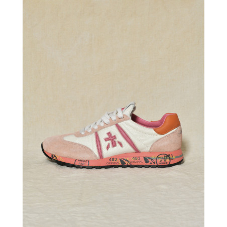 Baskets en daim rose à semelle graphique Premiata