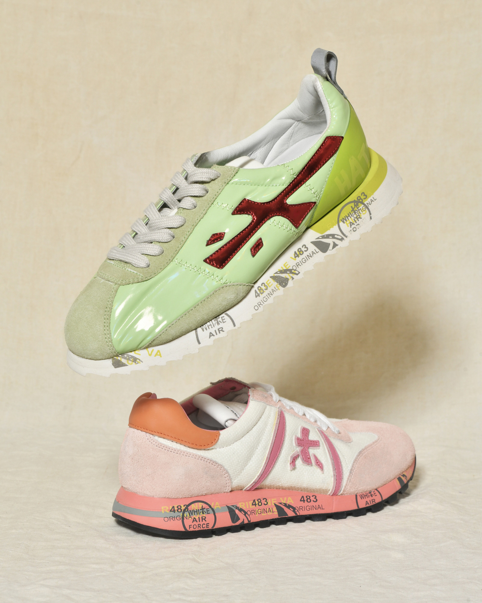 Baskets en daim rose à semelle graphique Premiata