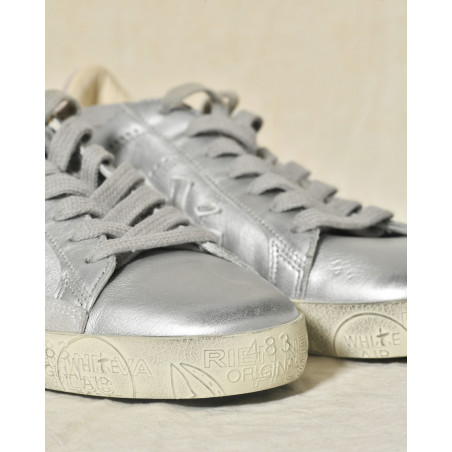 Baskets argentées en cuir métallisé Premiata