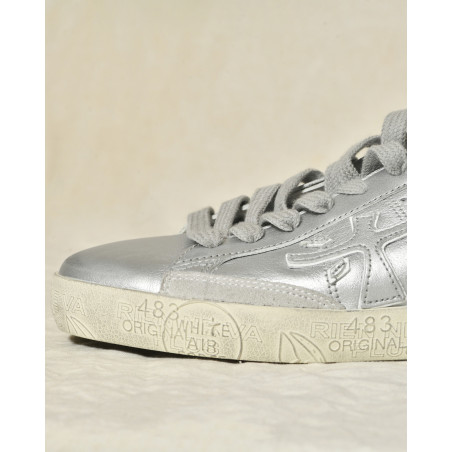 Baskets argentées en cuir métallisé Premiata