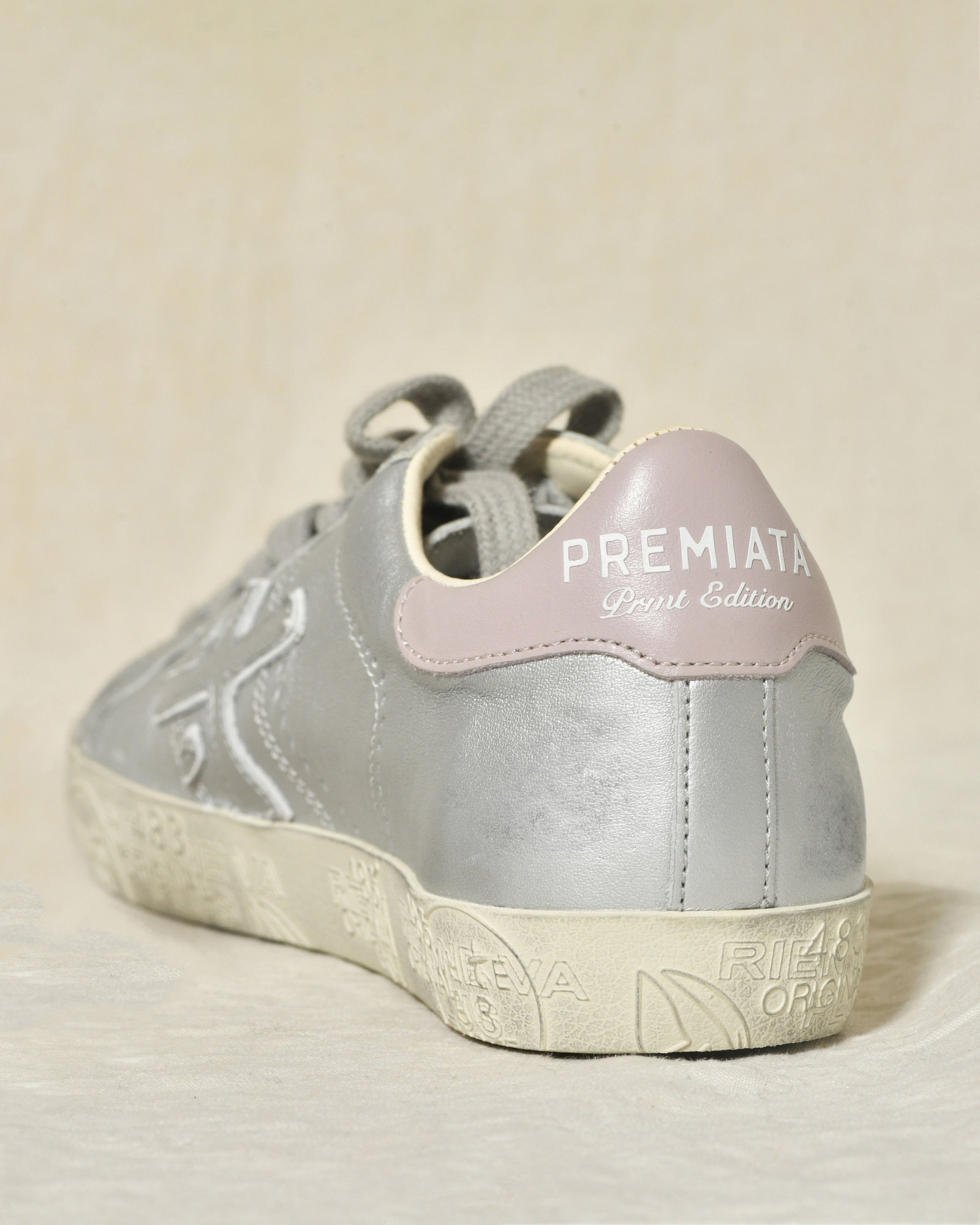 Baskets argentées en cuir métallisé Premiata