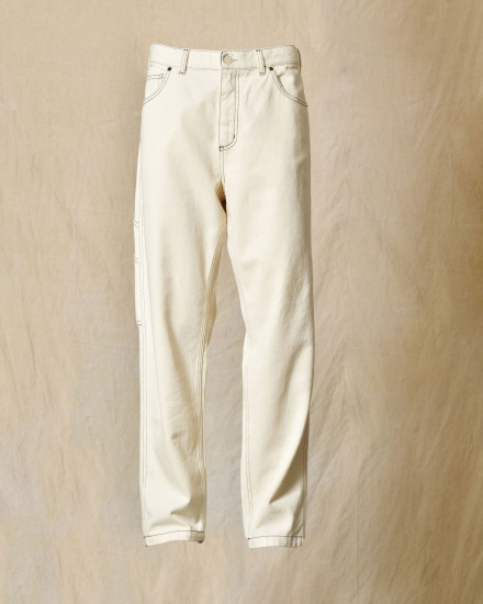 Jean en coton écru à surpiqûres contrastantes Ixos