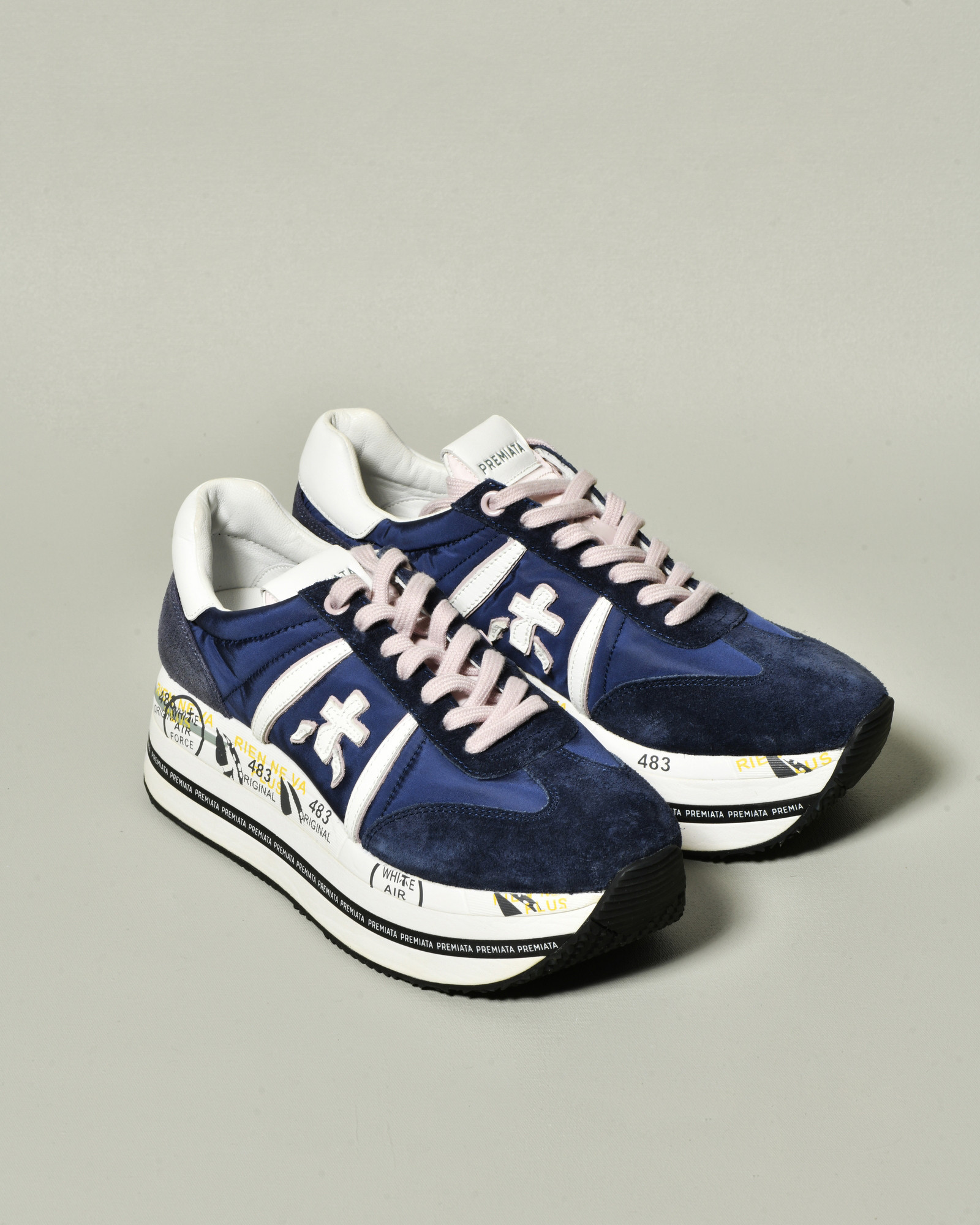 Baskets bleues à plateforme Premiata