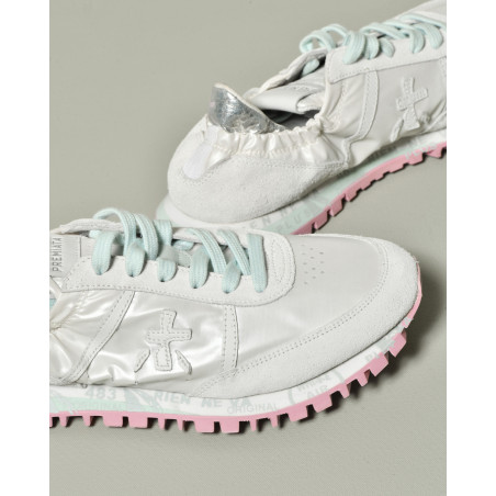 Baskets basses blanches avec talon élastiqué Premiata