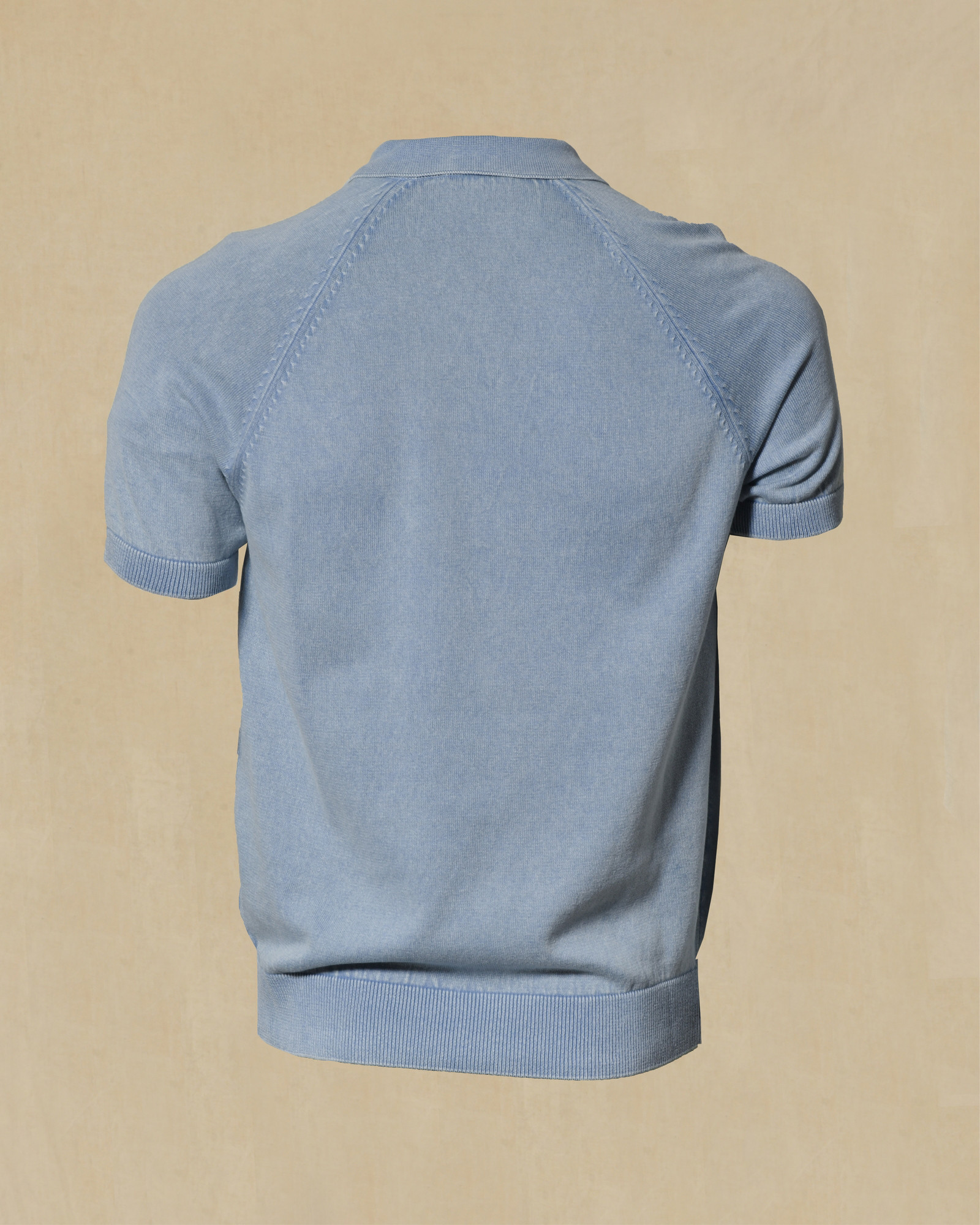 Polo à col boutonné bleu Bramante