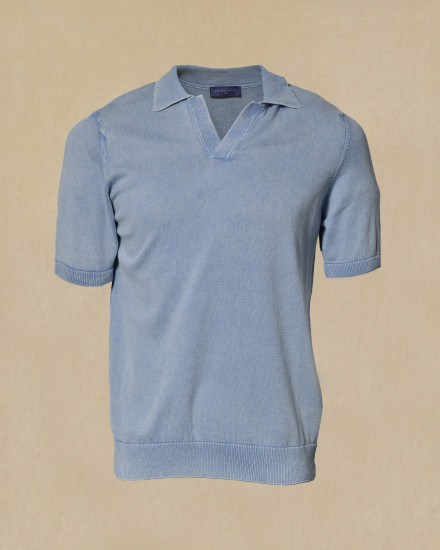 Polo en coton bleu Bramante