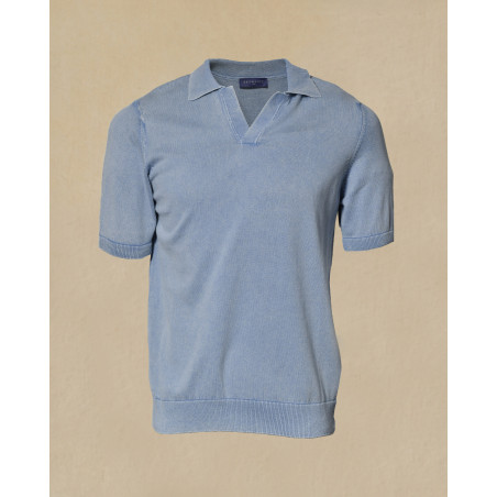 Polo en coton bleu Bramante