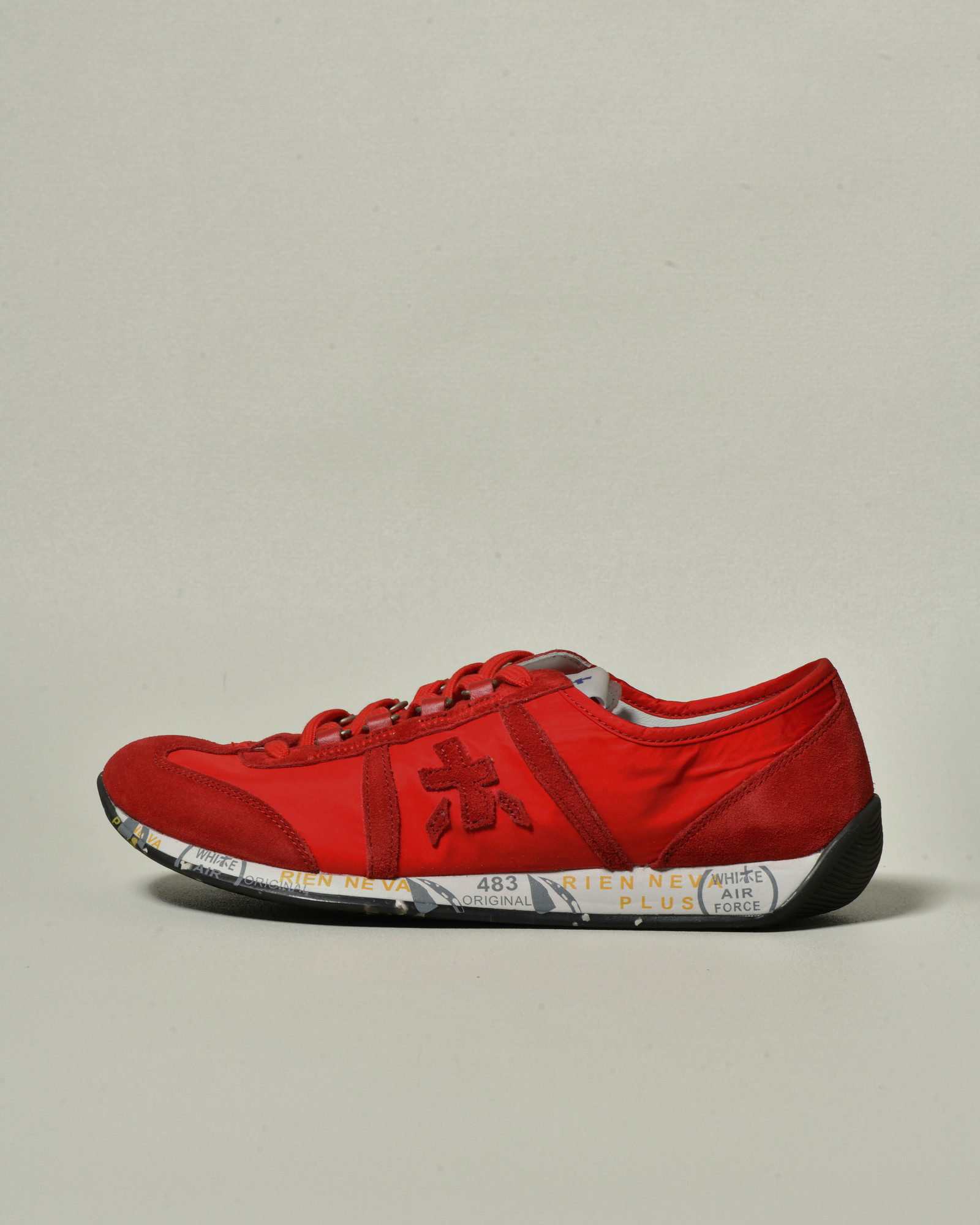 Sneackers à empiècements en daim rouge Premiata
