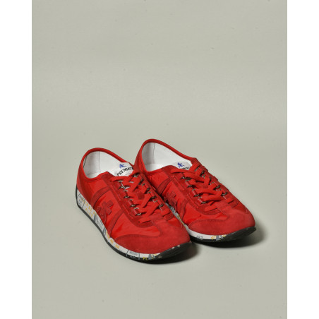 Sneackers à empiècements en daim rouge Premiata