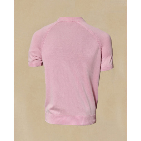 Polo à col boutonné rose Bramante