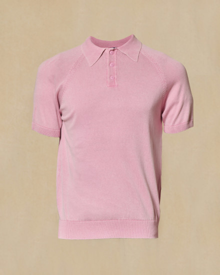 Polo à col boutonné rose Bramante