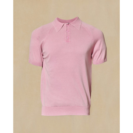 Polo à col boutonné rose Bramante