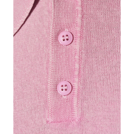Polo à col boutonné rose Bramante