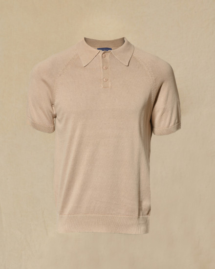 Polo à col boutonné beige Bramante