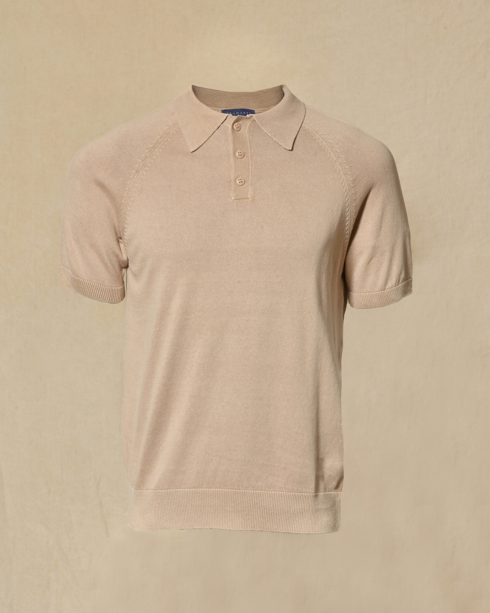 Polo à col boutonné beige Bramante