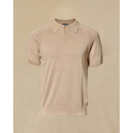 Polo à col boutonné beige Bramante
