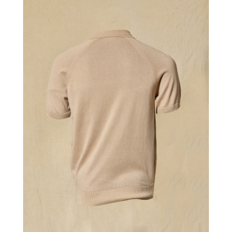 Polo à col boutonné beige Bramante