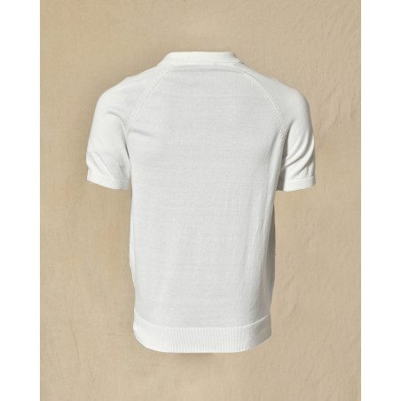 Polo à col boutonné blanc Bramante