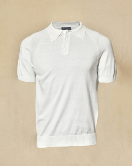 Polo à col boutonné blanc Bramante