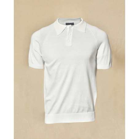 Polo à col boutonné blanc Bramante