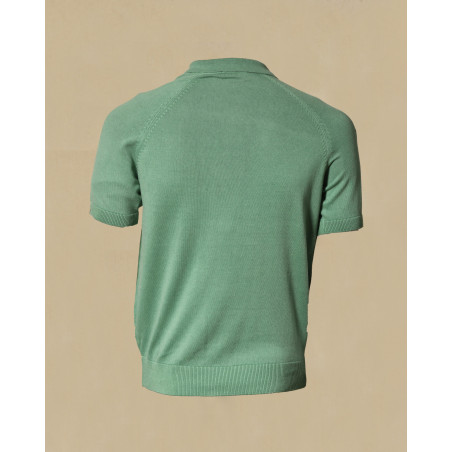 Polo à col boutonné vert Bramante