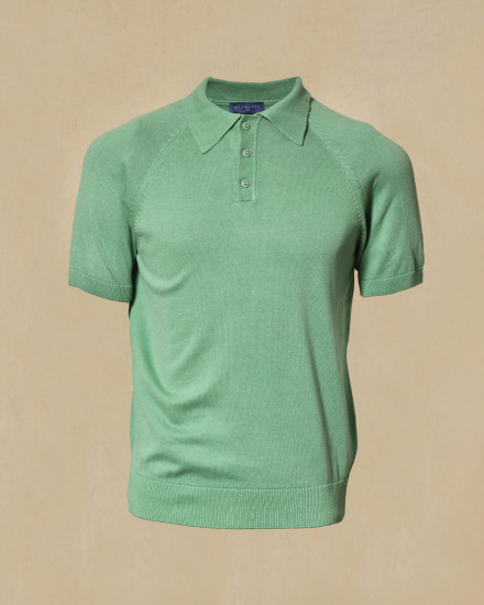 Polo à col boutonné vert Bramante