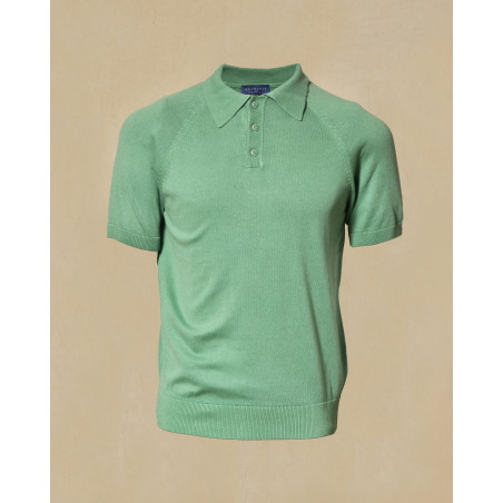 Polo à col boutonné vert Bramante