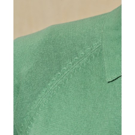 Polo à col boutonné vert Bramante