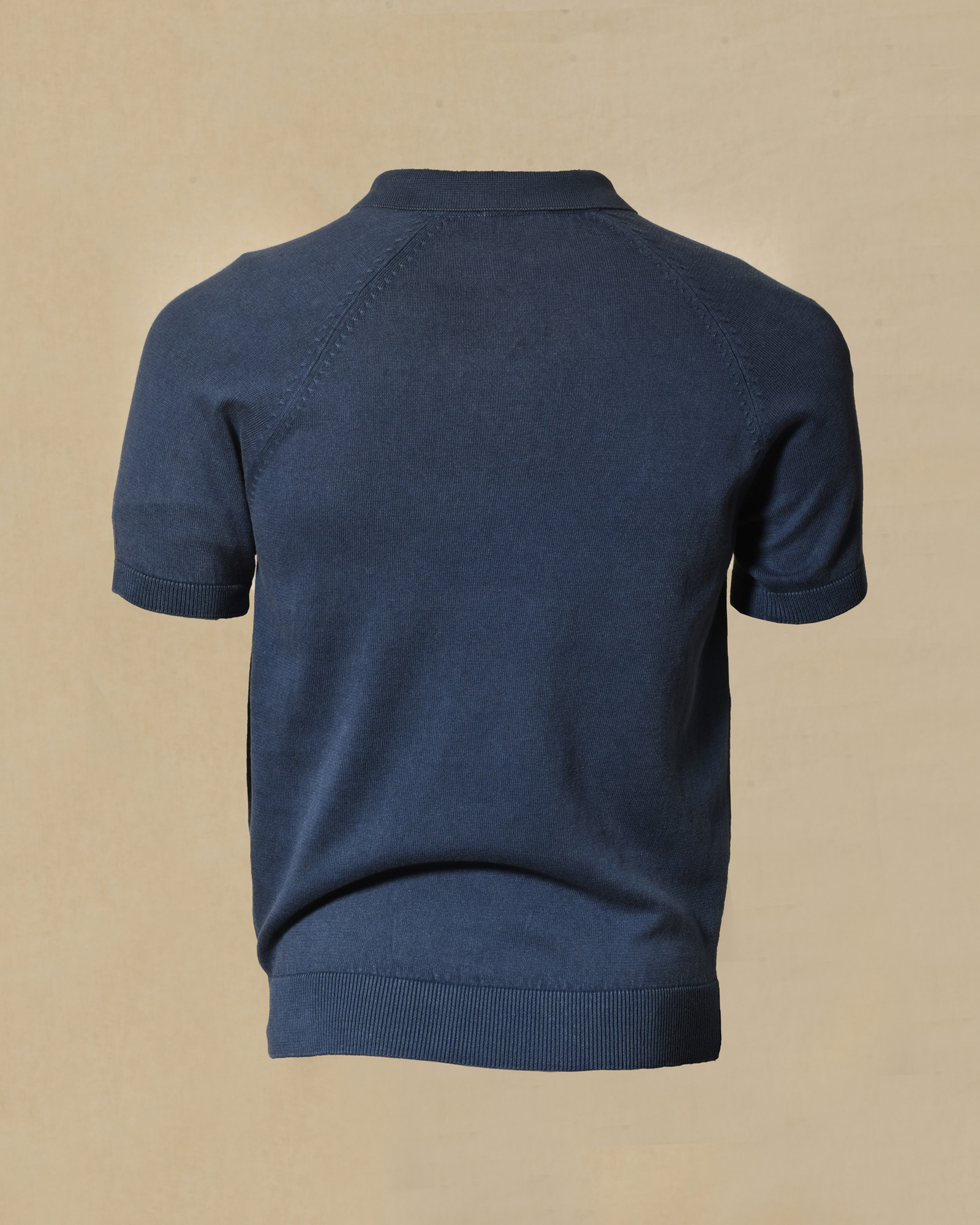 Polo à col boutonné bleu foncé Bramante