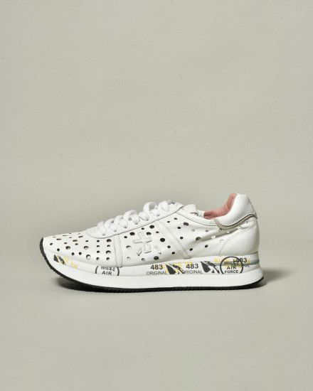 Baskets blanches perforés à semelle graphique Premiata