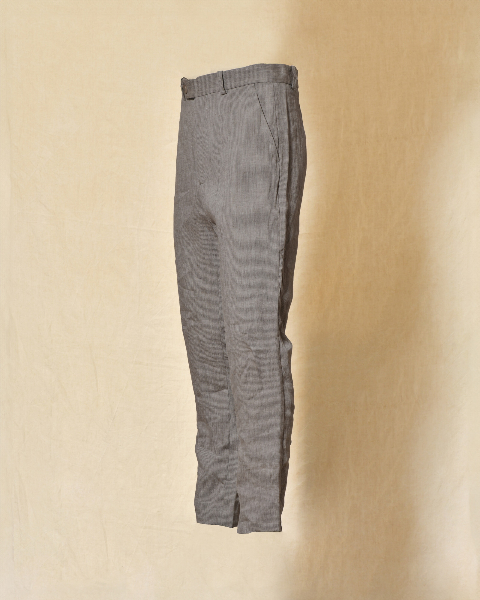Pantalon en lin gris à rayures Ixos