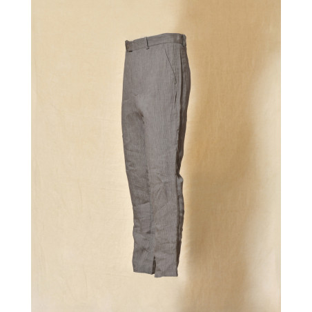 Pantalon en lin gris à rayures Ixos