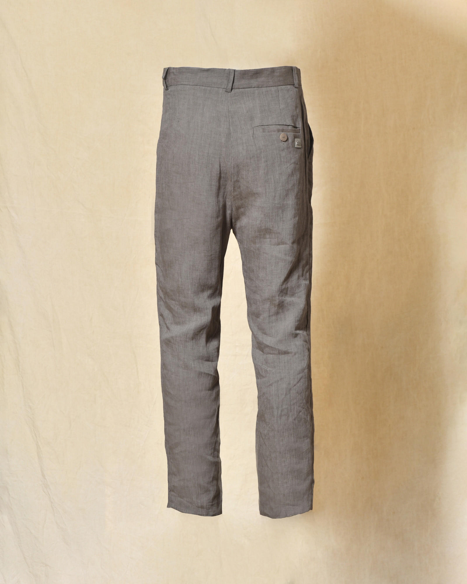 Pantalon en lin gris à rayures Ixos