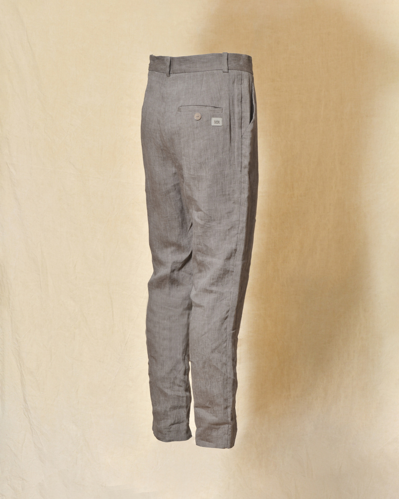 Pantalon en lin gris à rayures Ixos