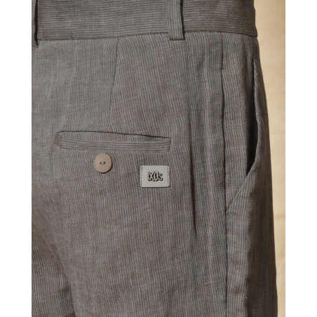 Pantalon en lin gris à rayures Ixos