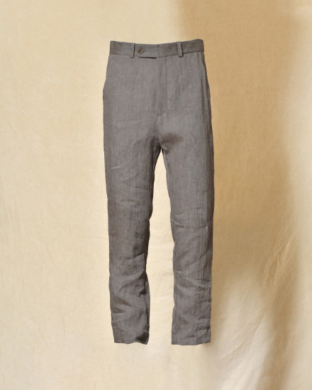 Pantalon en lin gris à rayures Ixos
