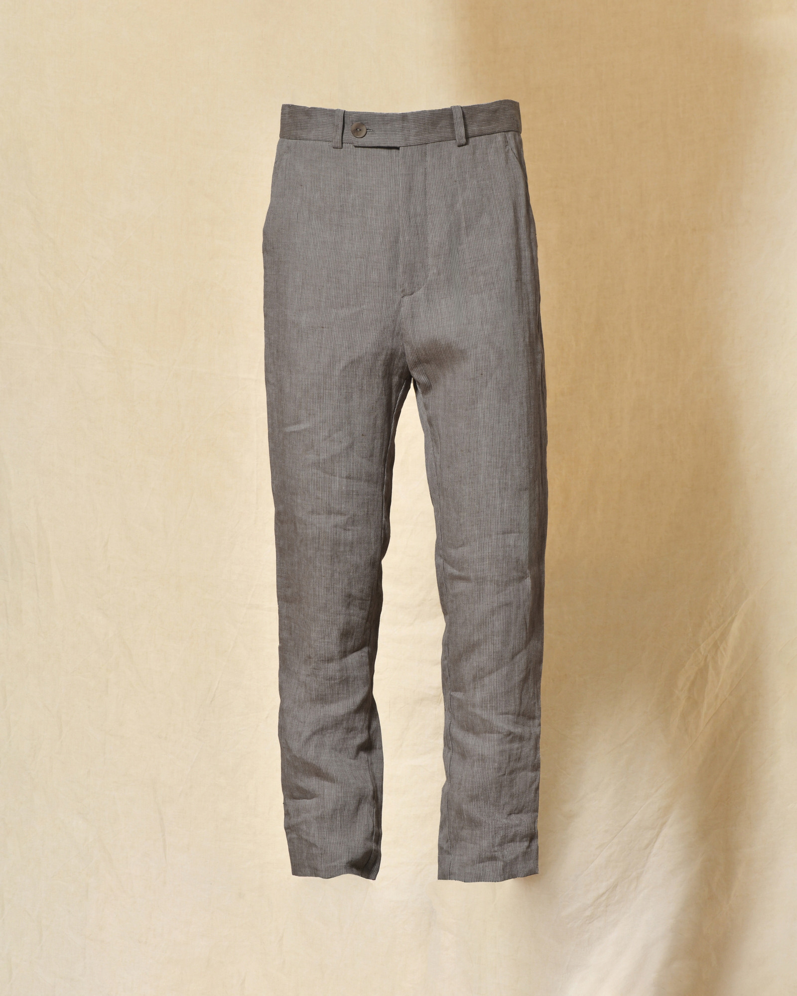 Pantalon en lin gris à rayures Ixos