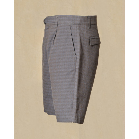 Bermuda gris à carreaux discrets Ixos