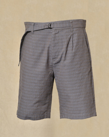 Bermuda gris à carreaux discrets Ixos