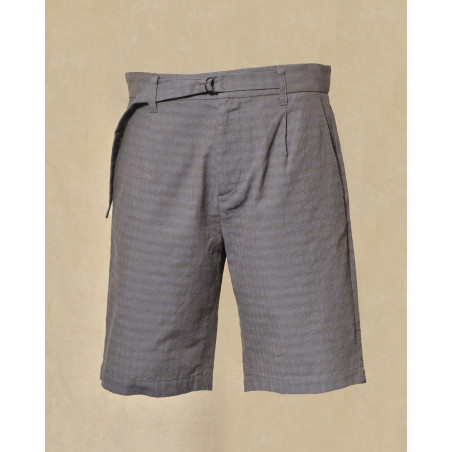 Bermuda gris à carreaux discrets Ixos